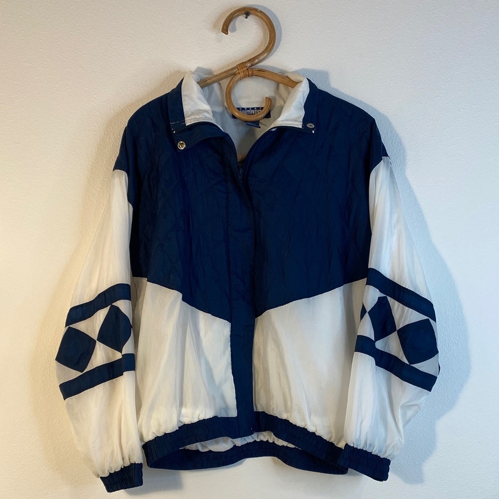 Great Northwest Clothing Company Blue and White Bomber Jacket 90s